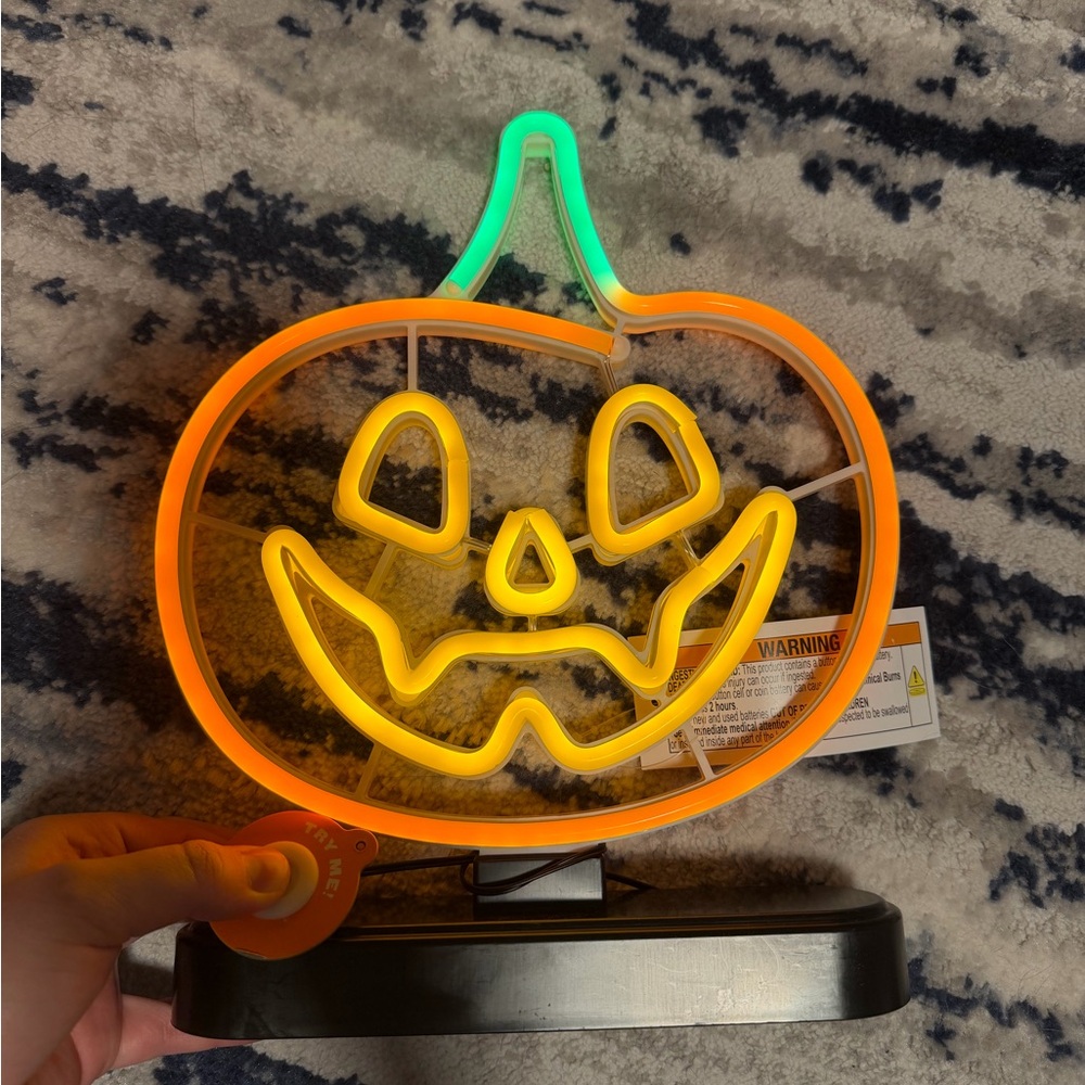 11.25" Lit Neon Jack pumpkin Halloween - Hyde and EEK!